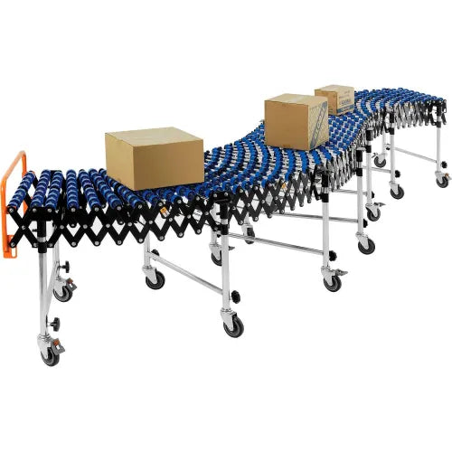 Global Industrial™ 24"W Nylon Skate Wheel Conveyor, Portable & Expandable, 6'2" to 24'8"L